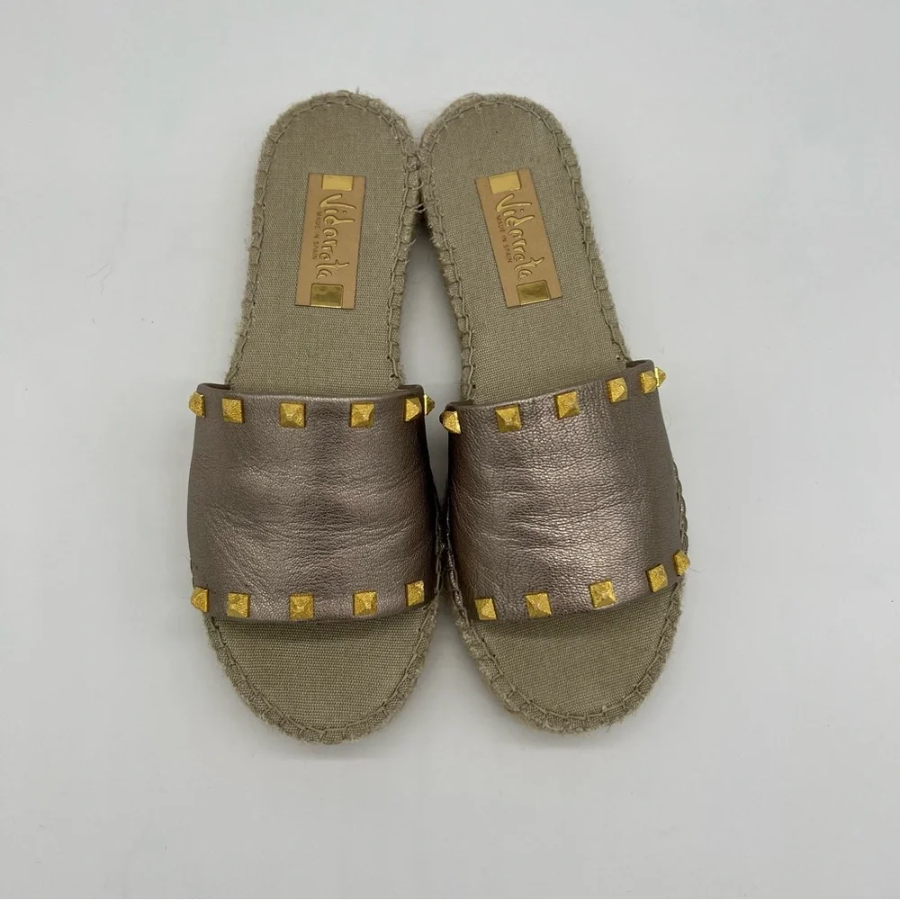 Vidorreta Espadrille Sandals Metallic Studded Slides Flats Size 10 Women - Picture 6 of 17